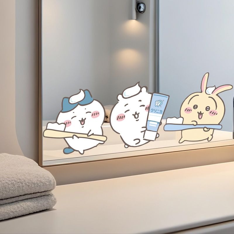 Tiny Home Bathroom Kit - Adesivi per Specchio Chiikawa, Forte Adesione,