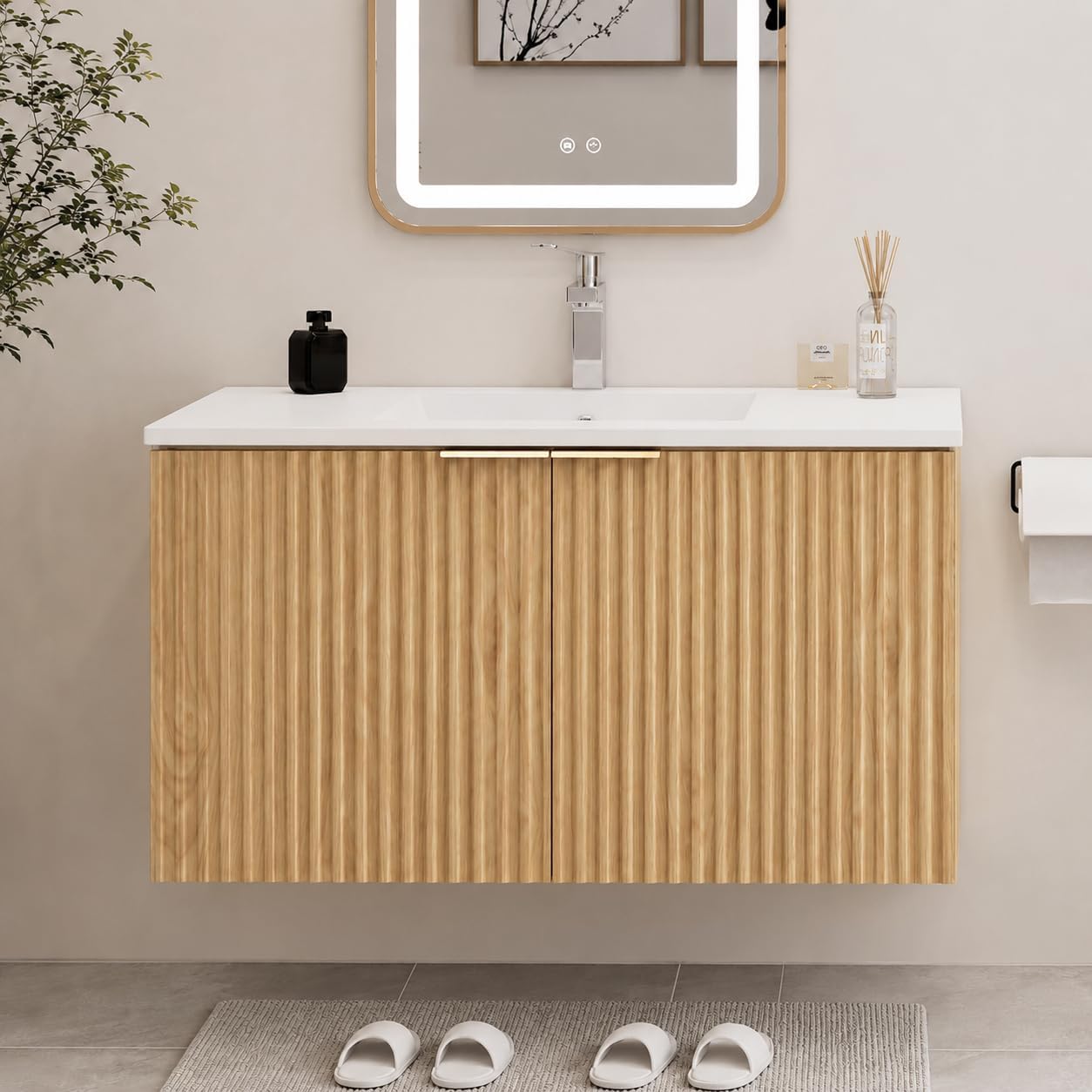 Home And Bathroom - Mobile bagno moderno sospeso con ante
