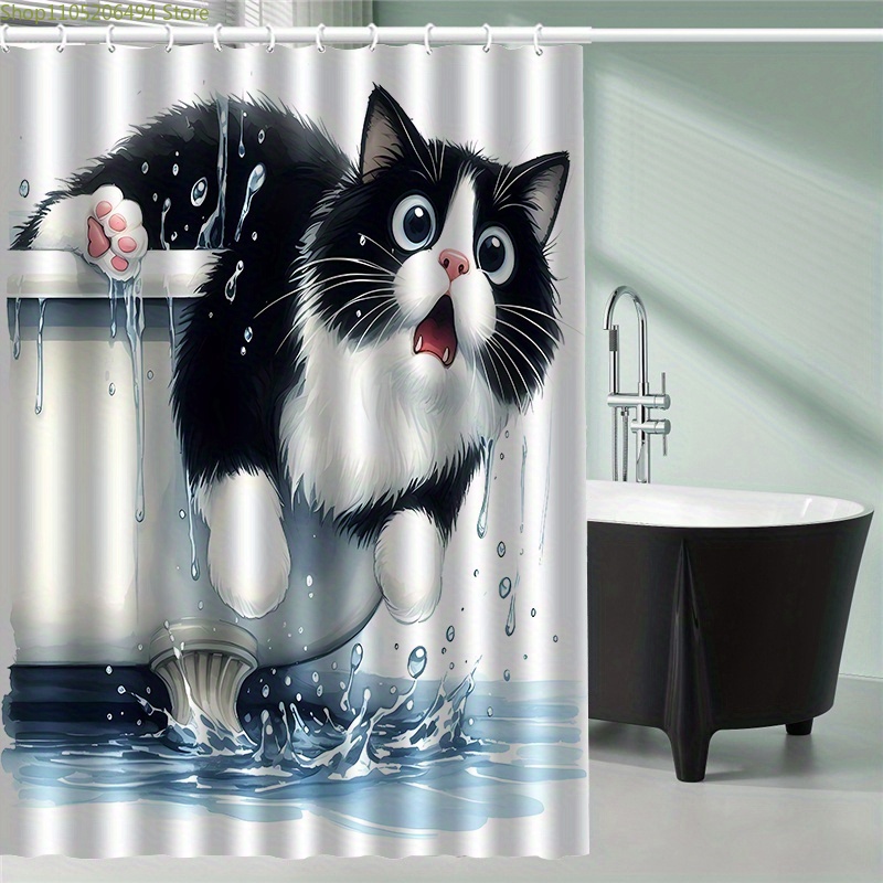 Home Decor Bathroom Ideas - Divertente Tenda da Doccia con Gatto