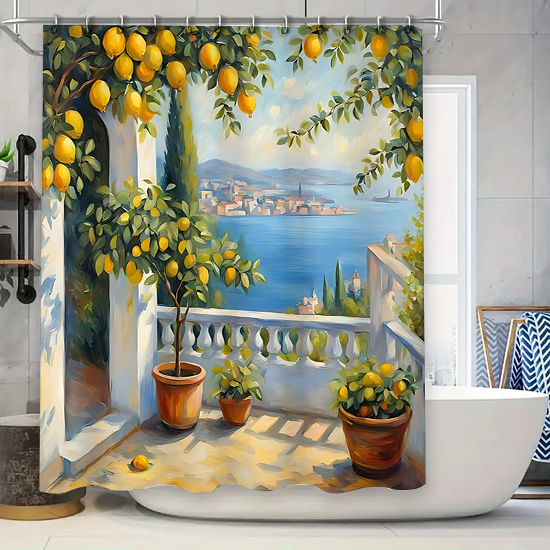 Home Decor Bathroom Ideas - Tenda da Doccia con Motivo Limoni