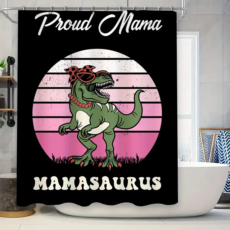 Home Decor Bathroom Ideas - Elegante tenda da doccia con dinosauro