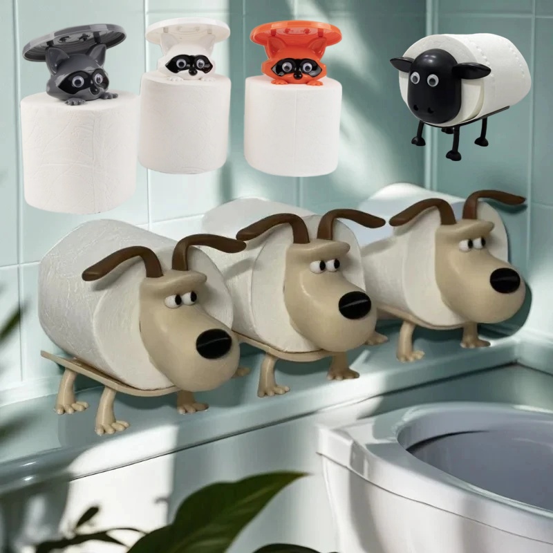 Tiny Home Bathroom Kit - Divertente cane procione pecora porta carta