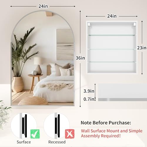 Specchio da bagno ad arco 24x3 - Bathroom Cabinet Mirror recensione e prezzo