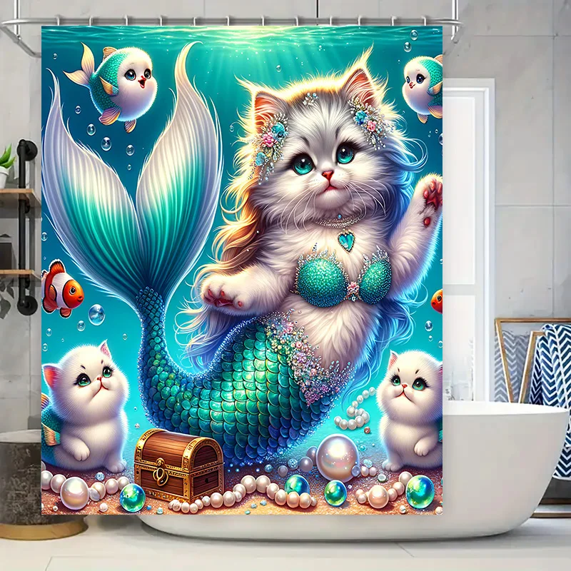 Shower Curtain Mermaid Cat Fis - Home Decor Bathroom Ideas recensione e prezzo