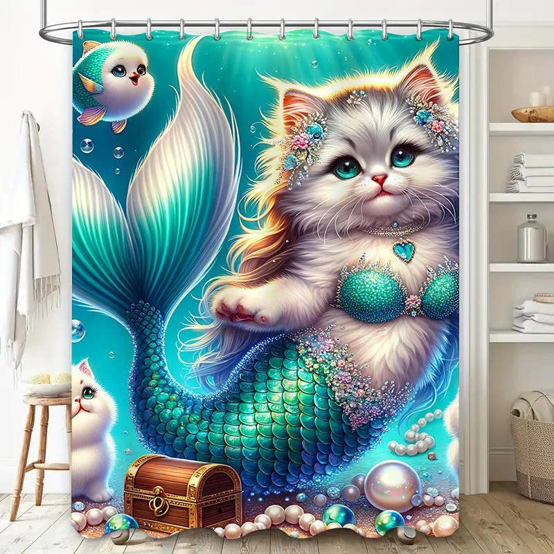 Shower Curtain Mermaid Cat Fis - Home Decor Bathroom Ideas recensione e prezzo