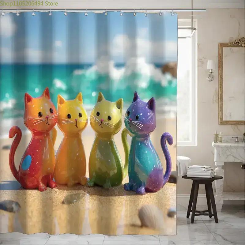 Tenda Doccia Gatti Arcobaleno  - Home Decor Bathroom Ideas recensione e prezzo
