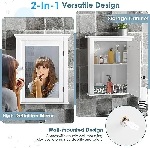 Armadietto bianco per medicina - Bathroom Cabinet Mirror recensione e prezzo